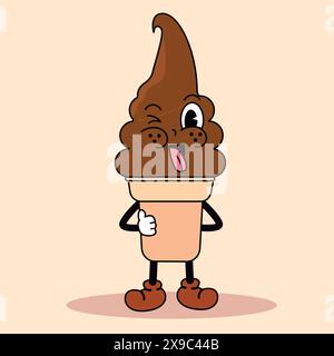 Pixel art of an ice cream animated with hands and legs Vector Stock Vector