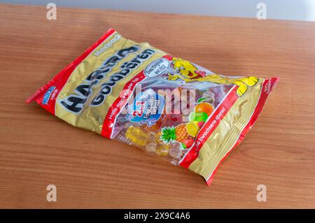 Pruszcz Gdanski, Poland - March 1, 2024: Pack of Haribo goldbaren. Stock Photo