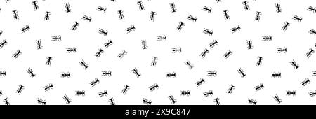 Ant trail seamless pattern. Insect invasion concept. Stock Vector