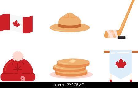 Set of colored canada icons Vector Stock Vector