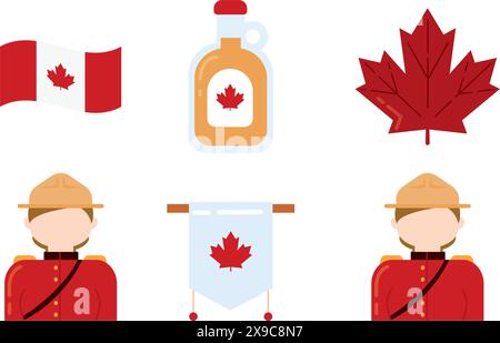 Set of colored canada icons Vector Stock Vector