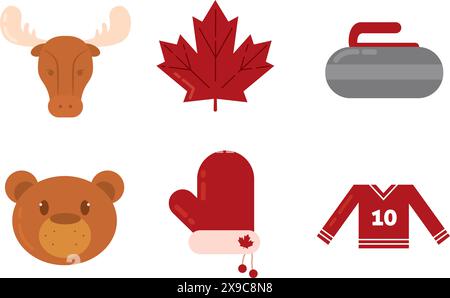Set of colored canada icons Vector Stock Vector