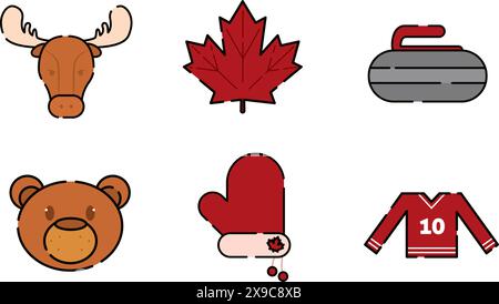 Set of colored canada icons Vector Stock Vector