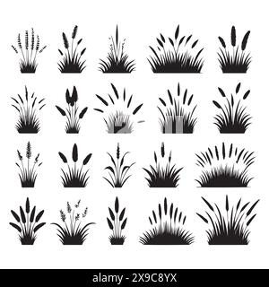Silhouette set of grass. Vector isolated illustration Stock Vector ...