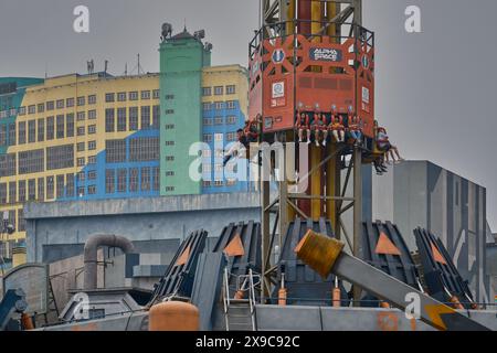 Genting sky worlds outdoor theme park in Genting Highlands, Pahang,  Malaysia showing Alpha space ride Stock Photo