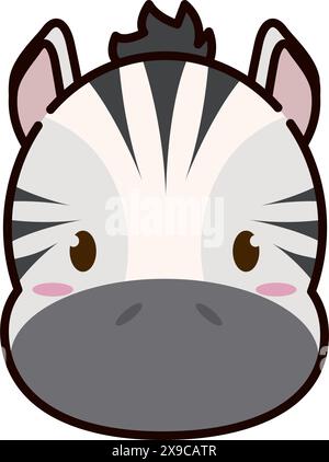 Cute kawaii zebra animal character emoticon Vector Stock Vector