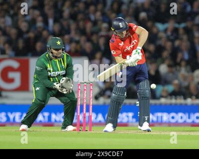 London, UK. 30th May, 2024. London, England, May 30 2024: Captain Jos Buttler (63 England) batting during the Fourth Vitality T20 International game between England and Pakistan at The Kia Oval in London, England. (Jay Patel/SPP) Credit: SPP Sport Press Photo. /Alamy Live News Stock Photo
