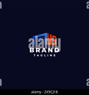 Initial Letter US Beside Storage Door Icon. Storage Door and Letter US Logo Design. Stock Vector