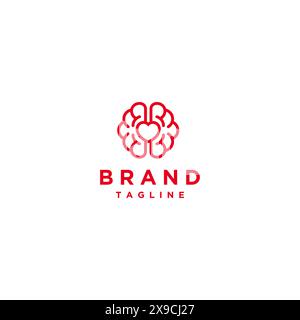 Brain Icon With Heart Symbol Inside. Heart Icon inside Brain Symbol Logo Design. Stock Vector