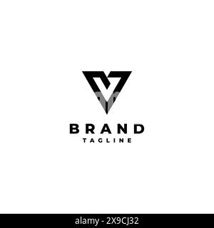 Geometric Triangle Icon Shaped Letter V Logo Design. Simple Letter V Triangle Geometric Logo Design. Stock Vector