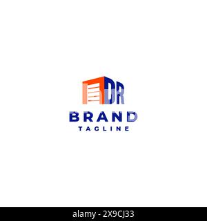 Initials D and R Next to Storage Door Icon. Initial Letter DR Next To Garage Door Icon Logo Design. Stock Vector