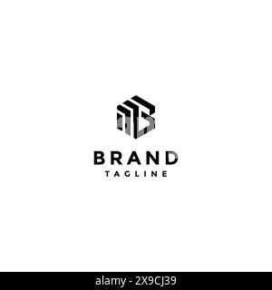 Initial Letter MB In Hexagon Shape Logo Design. The letters M and B are in the form of a hexagon. Stock Vector