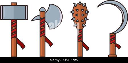 Set of medieval weapons icons Vector illustration Stock Vector Image ...
