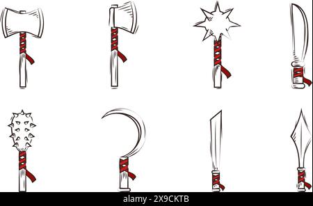 Set of medieval weapons icons Vector Stock Vector