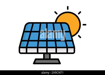 Solar panel icon. icon related to utilities. colored outline icon style. utilities elements vector illustration Stock Vector