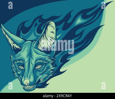 vector Illustration of fox head with flames Stock Vector