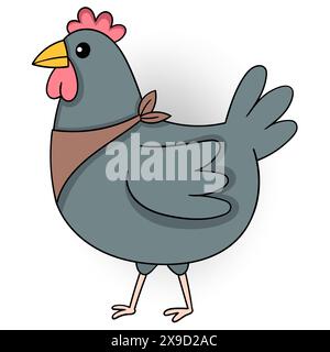 cartoon doodle of farm animal activities, a hen is walking alone looking for her chicks Stock Vector