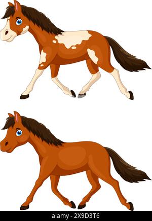 Vector illustration of Brown horse cartoon Stock Vector