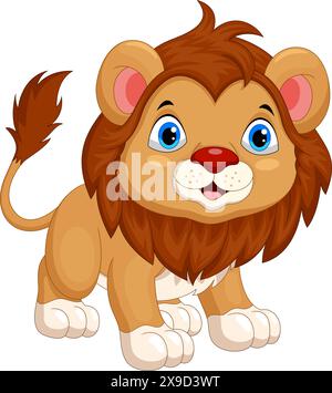 Cute baby lion cartoon isolated on white background Stock Vector