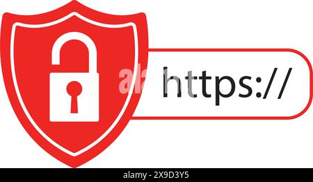 Protective shield. Shield with padlock. Concepts for preventing data theft when using the Internet. Stock Vector