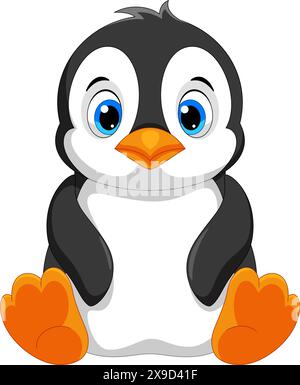 Vector illustration of cute baby penguin cartoon isolated on white background Stock Vector