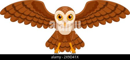 Vector illustration of cute cartoon owl flying isolated on white background Stock Vector