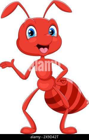 Vector illustration of Happy ant cartoon on white background Stock Vector