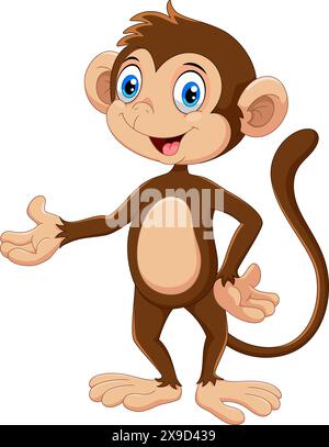 Funny monkey cartoon vector illustration on white background Stock Vector