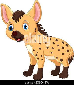 Cute hyena cartoon on white background Stock Vector