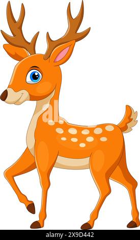Cartoon funny deer isolated on white background Stock Vector