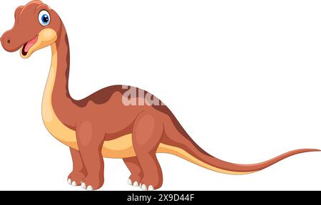 Cartoon funny Brontosaurus isolated on white background Stock Vector