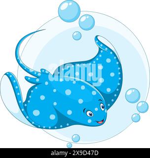 Cartoon stingray fish on white background Stock Vector