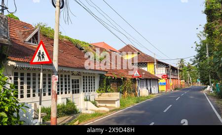 Tiled Houses around Fort Kochi Street, Kochi, Kerala, India Stock Photo ...