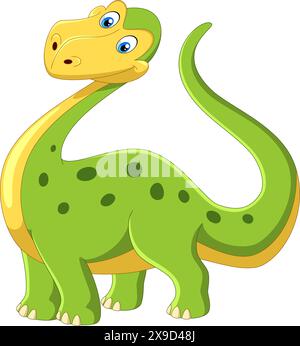 Cartoon funny Brontosaurus isolated on white background Stock Vector