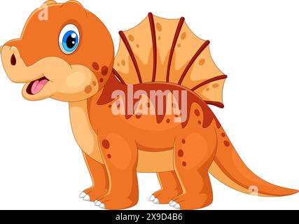 Illustration of cute a Spinosaurus dinosaur cartoon isolated on white background Stock Vector