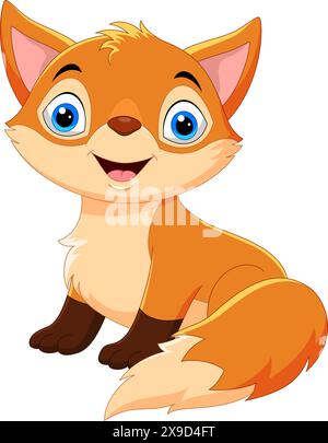 Cartoon happy fox isolated on white background Stock Vector