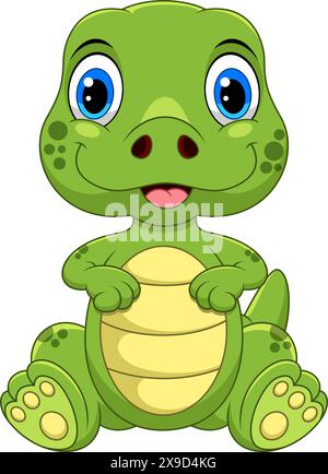 Illustration of a cute baby dinosaur on white background Stock Vector