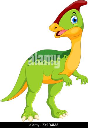 Cute Parasaurolophus Dinosaur Cartoon isolated on white background Stock Vector