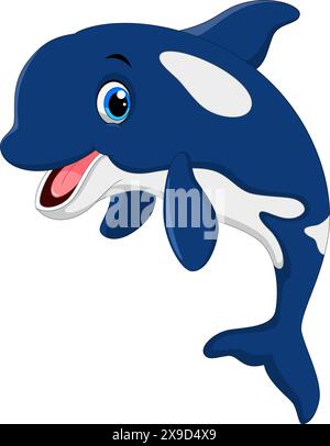 Cute killer whale cartoon on white background Stock Vector