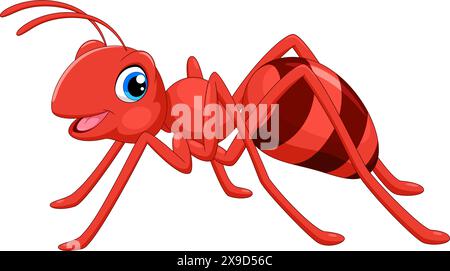 Vector illustration of ant cartoon on white background Stock Vector