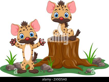 Cute hyena cartoon on white background Stock Vector