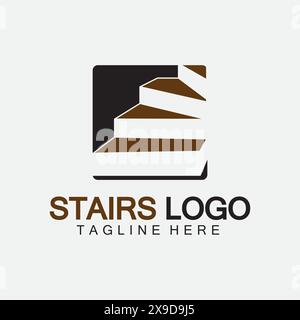 Stairs icon logo design vector illustration template Stock Vector