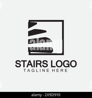 Stairs icon logo design vector illustration template Stock Vector