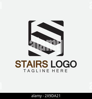 Stairs icon logo design vector illustration template Stock Vector