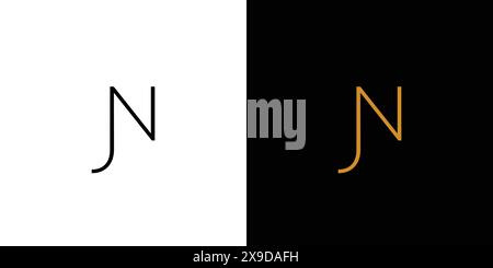 Simple and luxury letter JN initials logo design Stock Vector