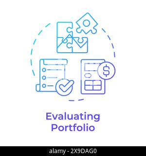 Evaluating portfolio blue gradient concept icon Stock Vector