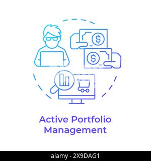 Active portfolio management blue gradient concept icon Stock Vector