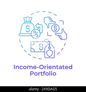 Income-orientated portfolio blue gradient concept icon Stock Vector