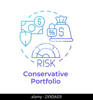 Conservative portfolio blue gradient concept icon Stock Vector