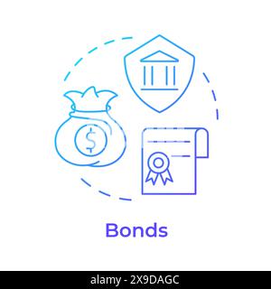 Bonds blue gradient concept icon Stock Vector